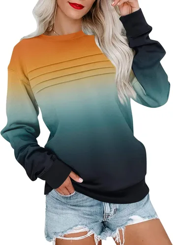 Vista 24 de Sudaderas para mujer, cuello redondo, manga larga, suave, ajuste holgado, ropa de primavera y otoño 2026, S-2XL