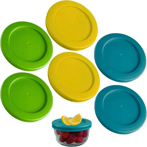 Vista 9 de KlareWare Tapas de repuesto para 2 tazas, tapas de plástico sin BPA para Pyrex 7200, Anchor Hocking (paquete de 4, azul) - Contenedores no incluidos