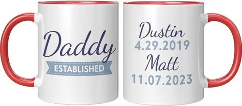 Vista 10 de Taza de café para el día del padre para papá de parte de hija e hijo. Taza del mundo con el mejor papá del mundo. Taza divertida con nombre