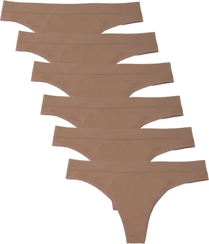 Vista 23 de Kalon Paquete de 6 tangas de nailon y elastano para mujer Almendra