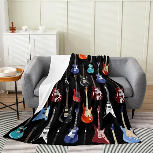 Vista 28 de Castle Fairy Manta de forro polar con botas de vaquero, manta de guitarra musical bohemia para niños y niños, manta de vaquera rústica occidental
