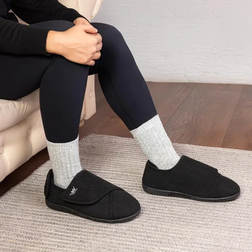 Vista 17 de EuropeanSoftest - Pantuflas clásicas con forro de rizo francés para mujer, con espuma viscoelástica 80-D, transpirables, lavables, para interiores