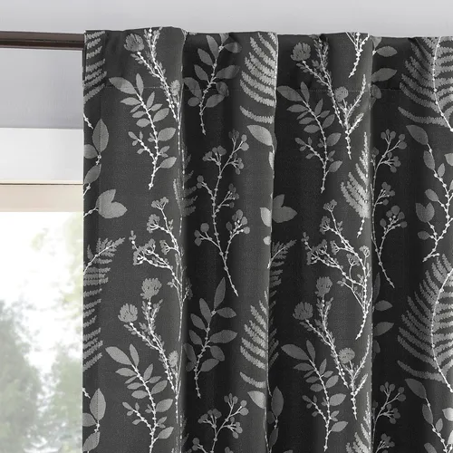 Vista 11 de Sun Zero Ambridge - Juego de 2 paneles de cortinas con pestañas traseras de aspecto plisado con diseño de hojas botánicas bordadas, 100 % opacas, 50