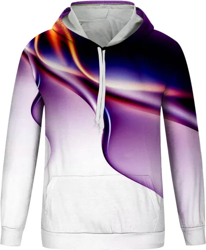 Vista 4 de Muscularfit Sudaderas con capucha para hombre, ajuste regular, estampado de línea, manga larga, cordón ligero, sudadera con capucha