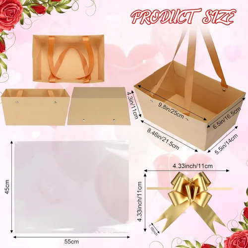 Vista 3 de PerKoop - Paquete de 24 cestas de regalo vacías a granel para regalos, bolsas de plástico transparente vacías de 6.5 x 9.8 pulgadas de grosor, cesta