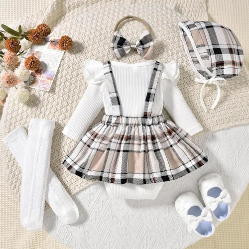 Vista 74 de Unutiylo Ropa de bebé recién nacida prematura con tirantes, traje de otoño e invierno, traje de manga larga con volantes