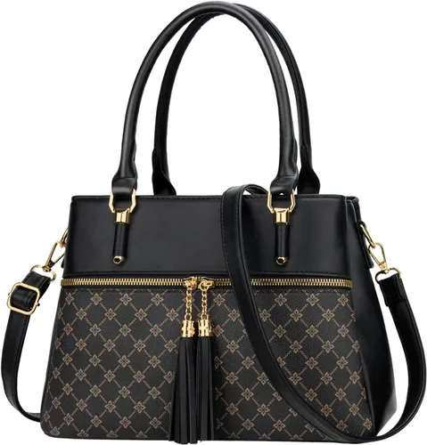 Vista 14 de KKXIU Bolsos tipo satchel para mujer con asa, bolsos de hombro y carteras con bolsillos y cremallera, bolsos cruzados de cuero