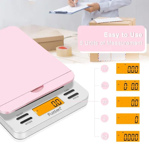 Vista 5 de Fuzion Báscula postal digital, báscula de envío de 86 lb/0.1oz para paquetes con retención y tara, báscula de franqueo con soporte abatible, báscula