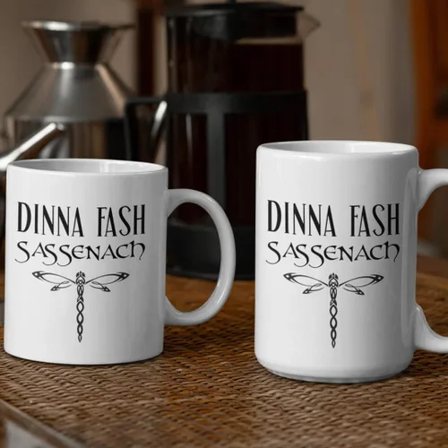 Vista 6 de Dinna Fash Sassenach - Taza de café inspirada en Outlander, de 11 onzas, color blanco