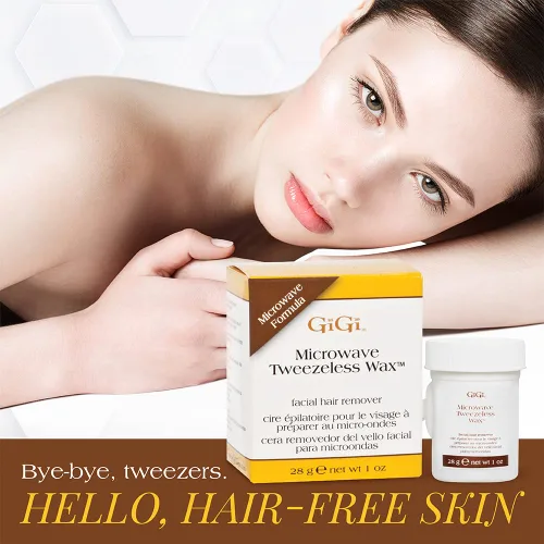 Vista 3 de GiGi Cera sin pinzas para microondas, removedor de vello facial sin tiras, infusión de miel, 1 onza Sin pinzas con cera de abejas