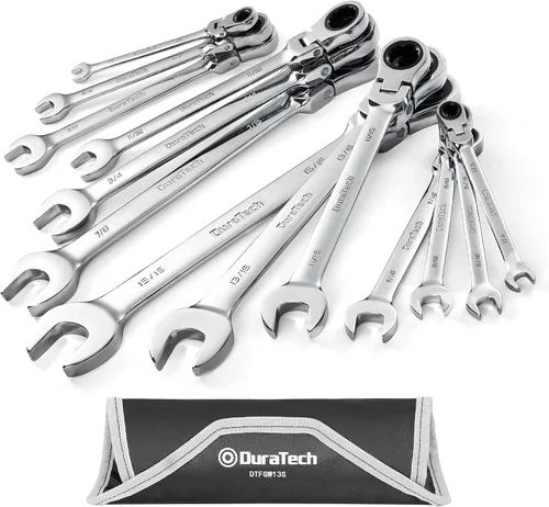 Vista 8 de DURATECH Llave combinada de trinquete con cabeza flexible de 1/2", SAE, 72 dientes, acero CR-V