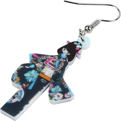 Vista 10 de DUOWEI Aretes de acrílico estilo japonés con diseño de anime para muñeca, colgantes, joyería para mujer