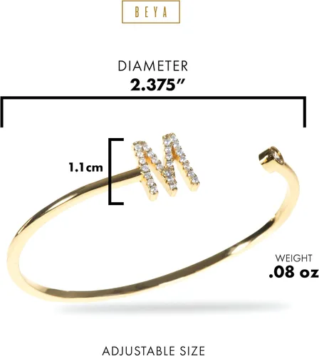 Vista 5 de Pulseras de oro para mujer Pulsera inicial de oro con dije de letra Pulseras chapadas en oro de 18 quilates para mujer Elegantes y delicadas