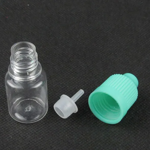 Vista 3 de Botellas de plástico exprimibles de 0.2 fl oz con tapa a prueba de niños, botella pequeña vacía con gotero de viaje para gotas para los ojos, aceite