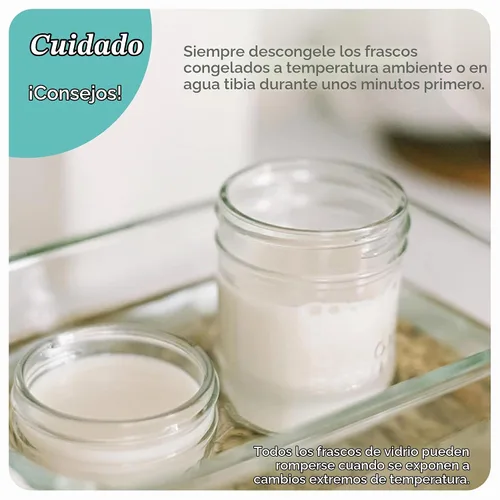 Vista 7 de Mason Bottle Botella de vidrio para bebé de 4 onzas con pezón de flujo lento, tapa y anillo, sin BPA, no tóxico, anticólico, biberón de vidrio