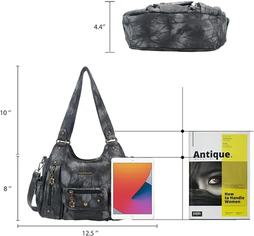 Vista 2 de Angel Barcelo Bolsos de cuero sintético para mujer, bolso de hombro, a la moda, bolsas para niñas