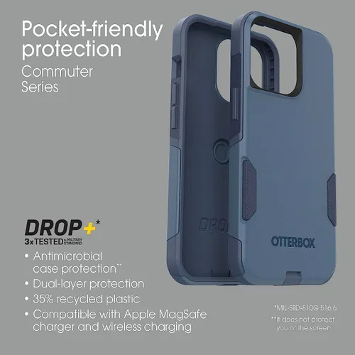 Vista 3 de OtterBox Commuter Series - Funda para iPhone 13 Pro con protector de lente de cámara, embalaje no minorista, Rock Skip Way