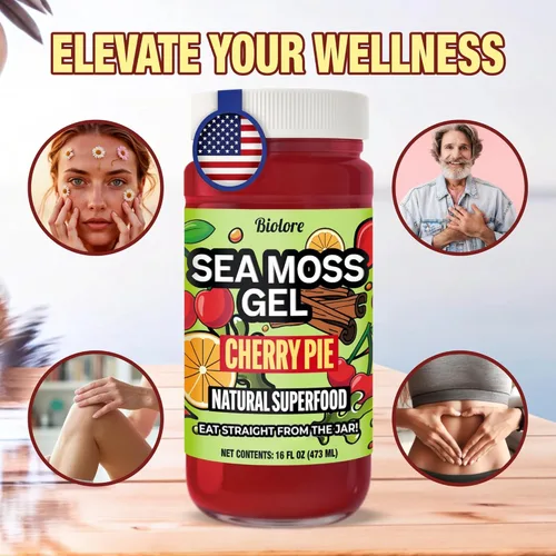 Vista 6 de Biolore Cherry Pie - Gel de musgo marino de 16 onzas, sin azúcar añadido, vegano, fabricado en Estados Unidos, superalimento de musgo marino