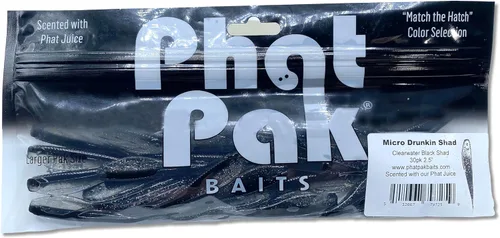 Vista 8 de Phat Pak Baits - Micro Drunkin Shad Tiny Fluke Style LiveScope FFS Soft Jerkbait 2.5" 30ct Soft Plastic BFS Bass Fishing Lure
