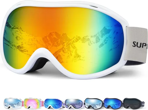 Vista 14 de Supertrip Gafas de esquí para hombres y mujeres, antivaho para nieve, protección UV, gafas de snowboard para adultos y jóvenes