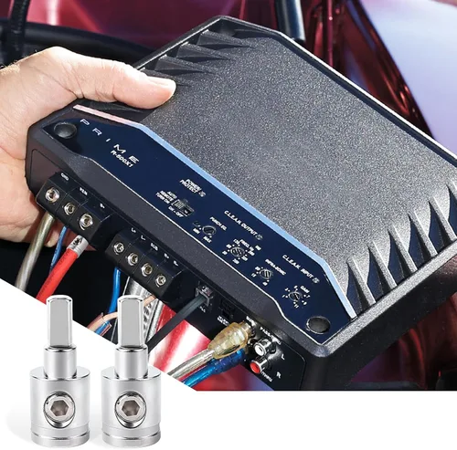 Vista 6 de 2 piezas de reductor de cable de audio de estéreo de coche resistente - calibre 0 a calibre 4 para entrada de amplificador, conexión de pin AWG