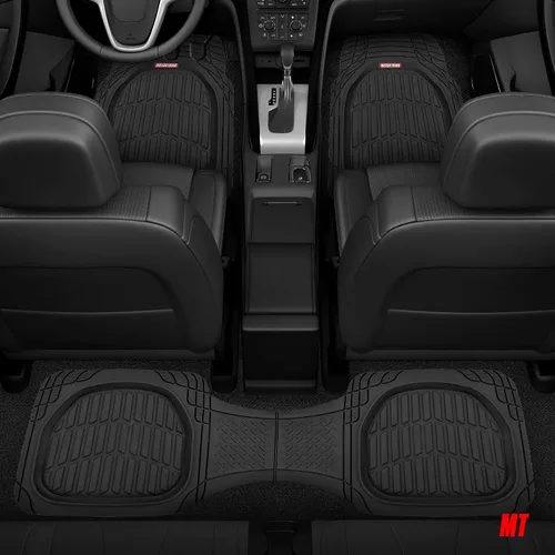 Vista 9 de Motor Trend FlexTough 4 piezas de alfombrillas resistentes para coches, camiones, SUV, juego completo de alfombrillas para automóvil, delanteras