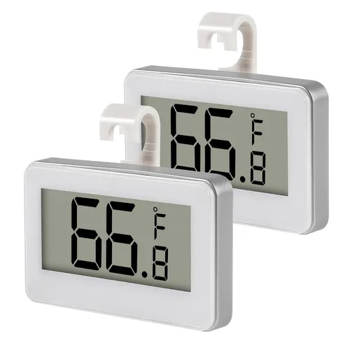 Vista 7 de Termómetro digital para nevera y nevera, 2 unidades, termómetro de habitación con gancho, pantalla LCD grande °C/°F convertible con gancho