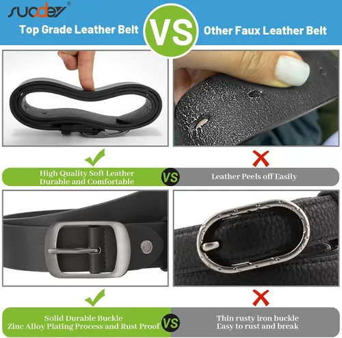 Vista 3 de SUOSDEY - Cinturón de piel para mujer con hebilla de pasador para pantalones vaqueros