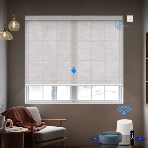 Vista 19 de Persiana enrollable motorizada de filtrado de luz funciona con HomeKit, Alexa, Google, persianas inteligentes 50% opacas para ventanas con motor