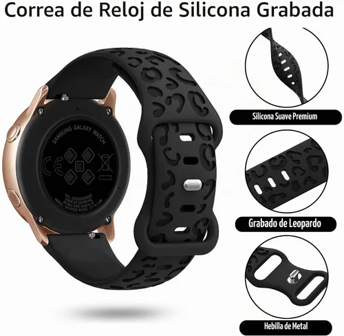 Vista 2 de 4 Pack de bandas grabadas con leopardo compatibles con Samsung Galaxy Watch 7/FE/6/5/4 Band 40mm 44mm, Galaxy Watch 5 Pro 45mm, Galaxy Active 2