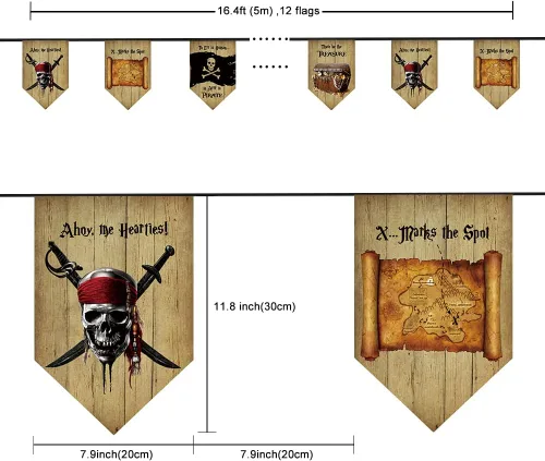 Vista 2 de Jolly Roger - Cartel de pirata, banderines de tela, decoraciones para interiores y exteriores, cartel de fiesta temática pirata
