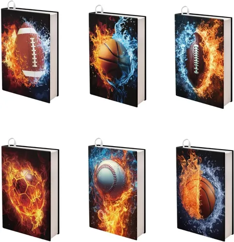 Vista 24 de Rnyleeg Paquete de 6 fundas protectoras de libros de bolsillo para niños, con temática deportiva, elástica, para amantes de los libros, estudiantes