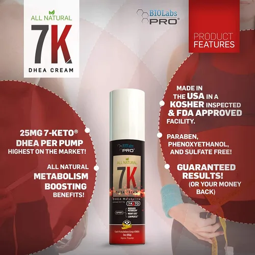 Vista 2 de 7-Keto dhea - Quemador de grasa - Crema natural 7K Dhea - Soporte para el metabolismo - Dhea de máxima fuerza utilizada por hombres y mujeres