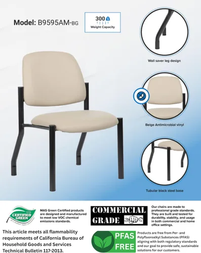 Vista 4 de Boss Office Products Silla de invitados, capacidad de peso de 300 libras, color beige