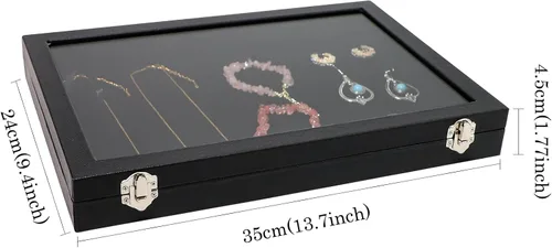 Vista 6 de Wuligirl - Bandeja organizadora de anillos con 100 ranuras y tapa transparente, organizador apilable de joyas como aretes, collares y anillos