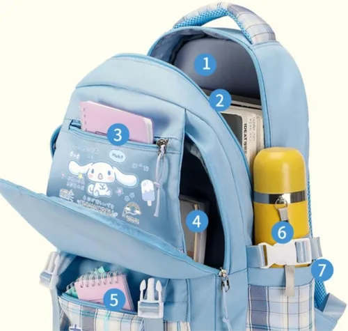 Vista 2 de Mochila Linda para Mujeres y Hombres, Bolsa Ita Mochila Kawaii Cutecore Grunge Y2K Mochila de Día Bolsa de Hombro Bolsa de Libros Mochilas, Azul