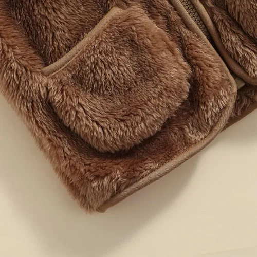 Vista 5 de Tiacham Chaleco para bebé, niña, niño, ropa de otoño e invierno, chaleco de sherpa sin mangas, ropa de abrigo para niños
