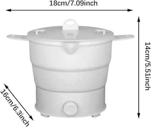 Vista 7 de Diydeg Cocina eléctrica, 800 W, 1.2 L, plegable, mini olla de ramen con estante de vapor, olla portátil de silicona segura, olla rápida para fideos