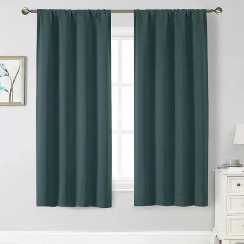 Vista 203 de Cortinas opacas para dormitorio, sala de estar, juego de 2 paneles de 54 pulgadas de largo, cortinas de oscurecimiento de habitación con aislamiento