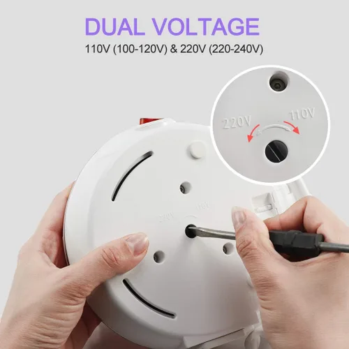 Vista 5 de Hervidor de Viaje Mejorado, ShineMe Silicona de Grado Alimenticio de Doble Voltaje 110-220V, Ultradelgado, Portátil, con Taza, Adaptador Universal