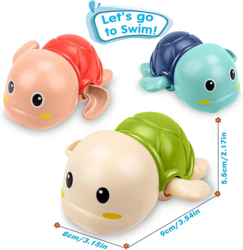 Vista 7 de Juguetes de baño para niños de 1 a 3 años de edad, regalos para niños, juguetes de tortuga nadadora para el baño, juguetes flotantes y de cuerda