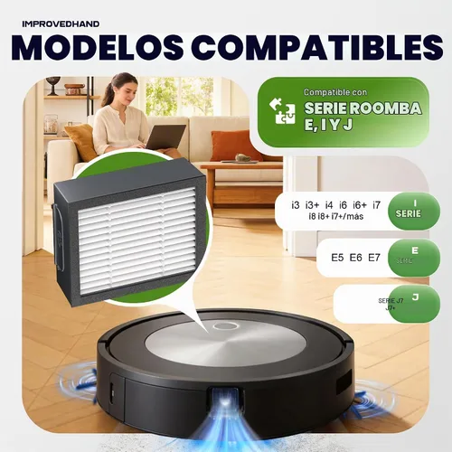Vista 2 de Improvedhand Filtros de repuesto para i-Robot Roomba E I y J Series i1+ i3 i3+ i4 i5/plus i6 i6+ i7 i7+/plus i8 i8+ E5 E6 E7 piezas de aspiradora