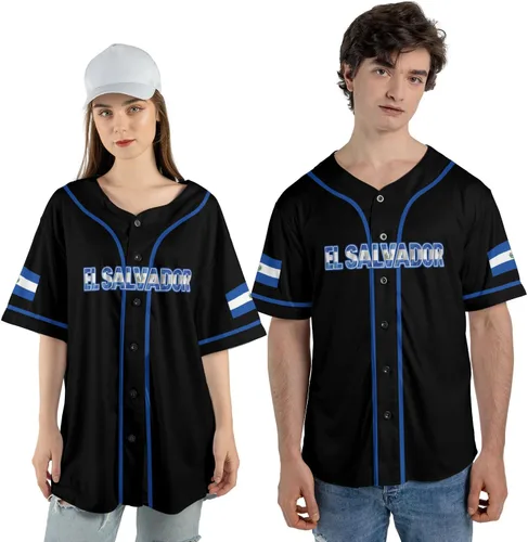 Vista 4 de Camiseta personalizada de béisbol de El Salvador, camiseta de orgullo de la bandera de El Salvador, camiseta salvadoreña, camiseta de El Salvadoreña