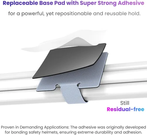 Vista 4 de Correas de gestión de cables para debajo del escritorio, correas de montaje reutilizables resistentes con respaldo adhesivo, gestión de cables