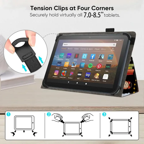 Vista 5 de Funda universal para tablet Android de 7 y 8 pulgadas, funda plegable delgada para todas las tabletas con pantalla táctil de 7 a 8.5 pulgadas