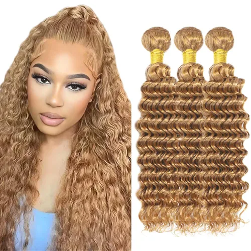 Vista 275 de 300g 1B27 Human Hair Bundles Honey Blonde Bundles Human Hair 10A Brazilian Virgin Remy Hair Extensions 8 10 12 Inch