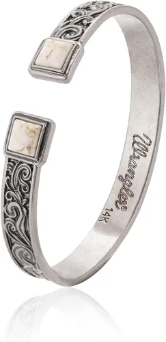 Vista 6 de Montana West Pulsera de Puño Wrangler para Mujeres Occidental Turquesa Ajustable Brazalete Abierto Plateado Tallado Floral Vaquera Joyería Country