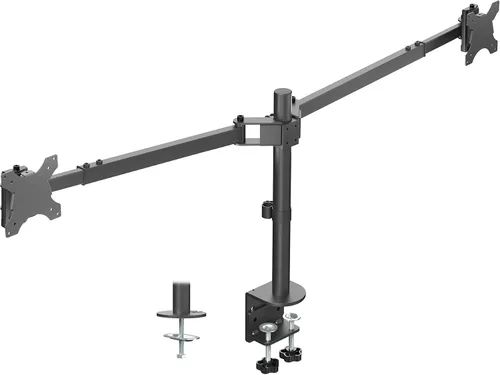 Vista 11 de VIVO Soporte de escritorio con LED LCD dual de 21 a 32 pulgadas, resistente, brazos telescópicos ajustables, configuración de pared empotrada, se