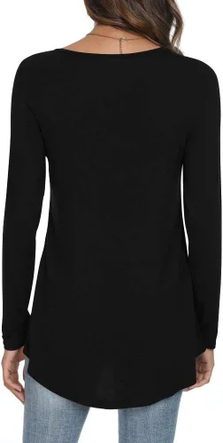 Vista 3 de CATHY Blusa holgada de manga larga con volantes para mujer, estilo casual, para usar con leggings