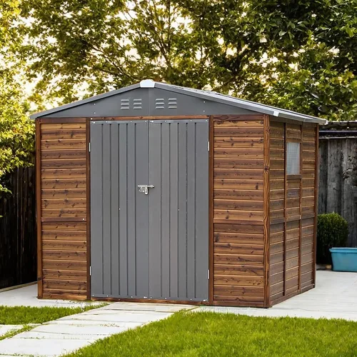 Vista 13 de Cobertizo de almacenamiento de madera para exteriores de 5 x 3 pies, cobertizo de herramientas de jardín con ventanas, cobertizo de almacenamiento